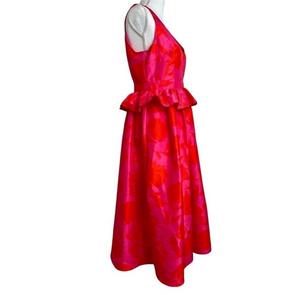 NWT Kate Spade X Target Rose Peplum Ruffle Waist Midi Dress Pink Red size 17 - Picture 5 of 8